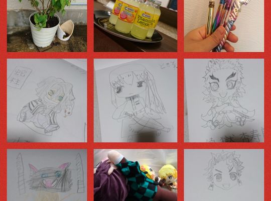 福岡市早良区のエステサロンドルチェヴィータ★ポインセチア、息子君が作ってくれたおにぎり、鬼滅の刃お絵かき